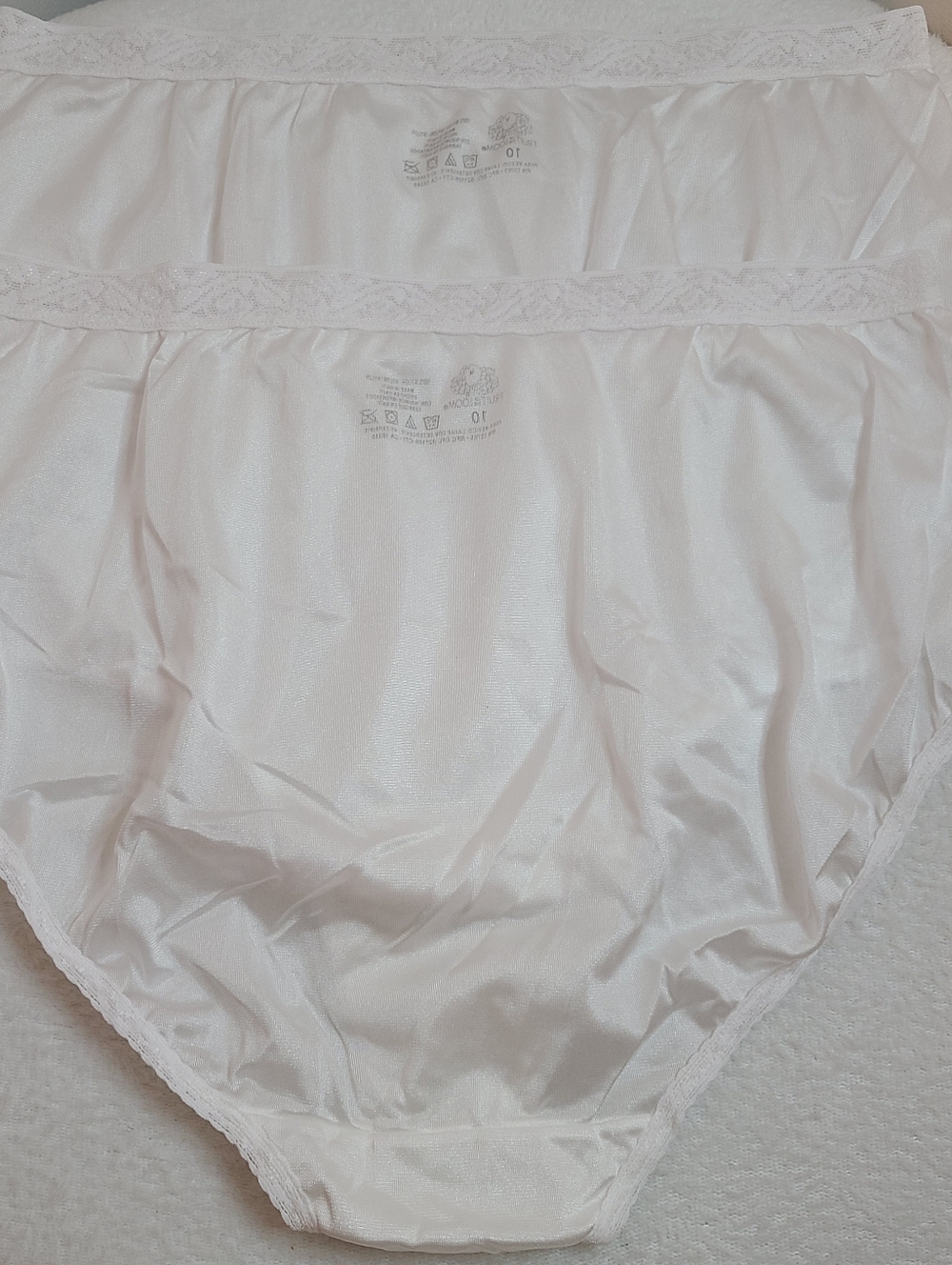 VTG Fruit Of The Loom 2pk Silky Nylon Full Cut Granny Brief Panties Size 3X - Picture 3 of 6
